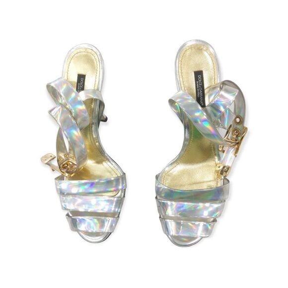 Dolce & Gabbana Shiny Silver Metallic High Heels - Picture 1 of 15